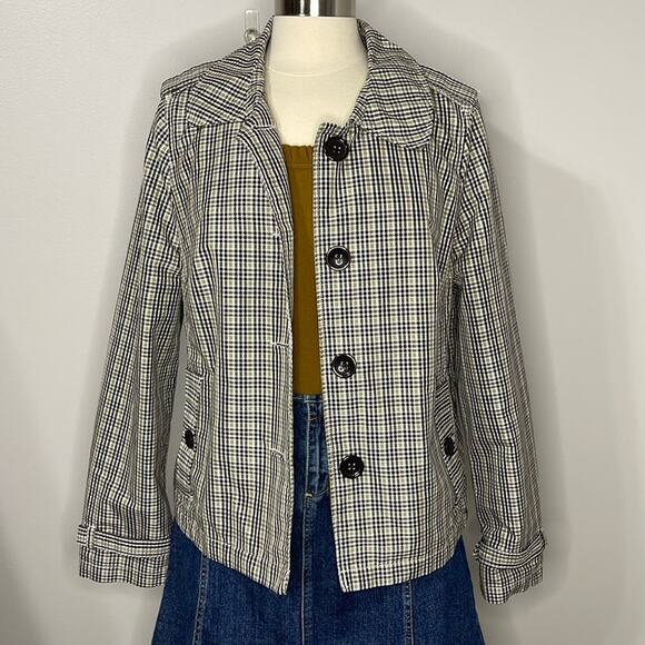 Merona Brown Plaid Short Swing Jacket Size XL - Picture 1 of 6